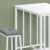 3 Pieces Dining Set, Counter Height, Rectangular, Small, Contemporary & Modern - White - Image 2