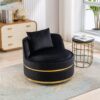 360 Degree Swivel Accent Chair With Soft Cushion For Living Room, Bedroom, Office - Black - Image 20