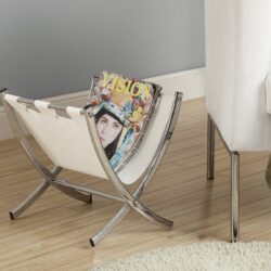 Magazine Rack Standing Organizer Storage Leather Look - White