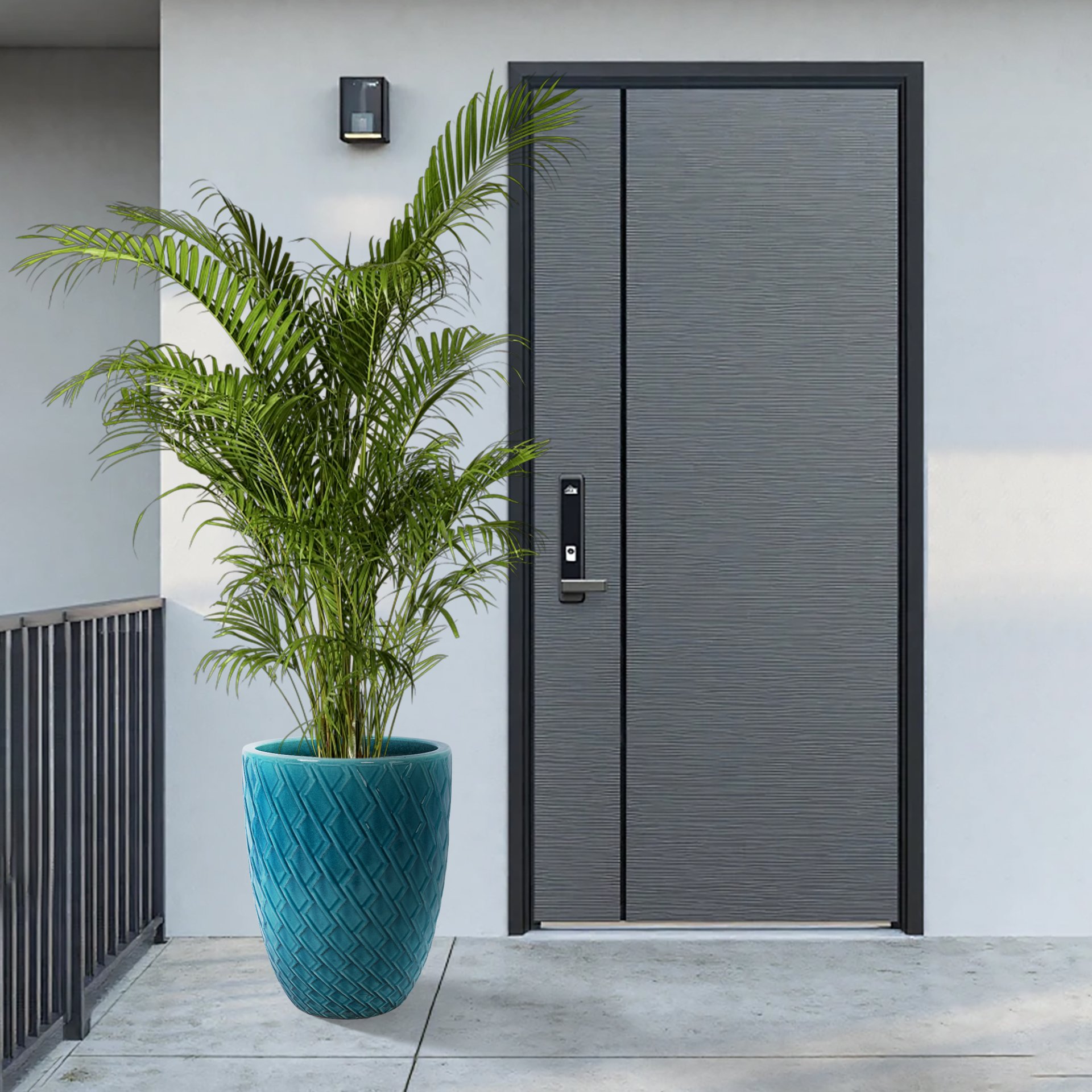 Ceramic Flowerpot, Planter For Patio, Garden Or Windowsill - Cyan - Image 4