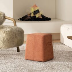 Clyde - Tapered Square Upholstered Ottoman - Spice Orange
