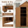 Outdoor Storage Cabinet, Garden Wood Tool Shed, Outside Wooden Shed Closet With Shelves And Latch For Yard - Light Brown - Image 8