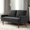 Loveseat Sofa, European Style With Sleek Design, Modern & Vintage Flair, Upholstered 2 Seater Couch - Black - Image 6