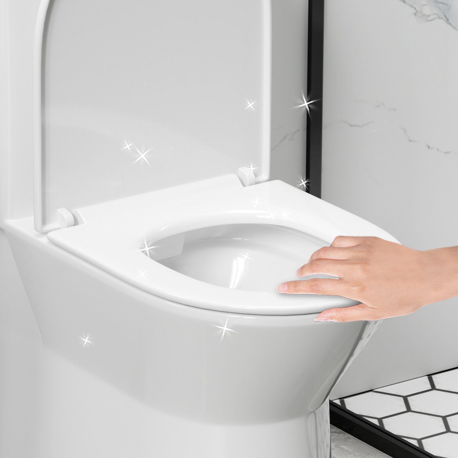 1 Piece Toilet With Dual Flush & Rimless Bowl - Glossy White - Image 8