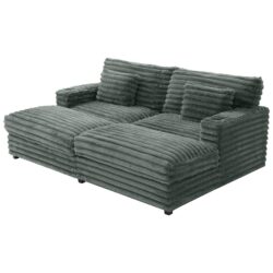 Oversized Double Chaise Lounge Sofa Bed Cloud Couch Upholstered Sleeper Sofa Daybed With 2 Supportive Pillows, USB Ports And Cup Holders - Dark Gray