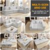 Oversized Upholstered Sectional Sofa Couch Set, Modular L Shaped Floor Sofa Set With 6 Pillows For Living Rooms - White - Image 20