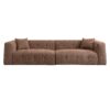 Tofu Block Sofa Modern Design Fabric Three Seat - Brown - Image 15