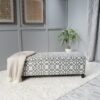 Quotient - Upholstered Storage Ottoman With Tapered Block Feet - Gray / White - Image 8