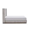 Hosford - Upholstered Wingback Bed Queen With Base Platform, High Headboard - Cream White / Light Gray / Camel Oak - Image 9