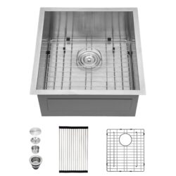 19" Undermount Kitchen Sink 16Gauge 9" Deep Single Bowl Basin - Brushed Nickel