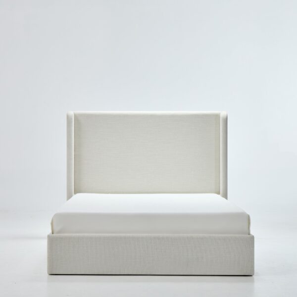 Carmen - King Upholstered Wingback Bed Frame With High Headboard - Ivory