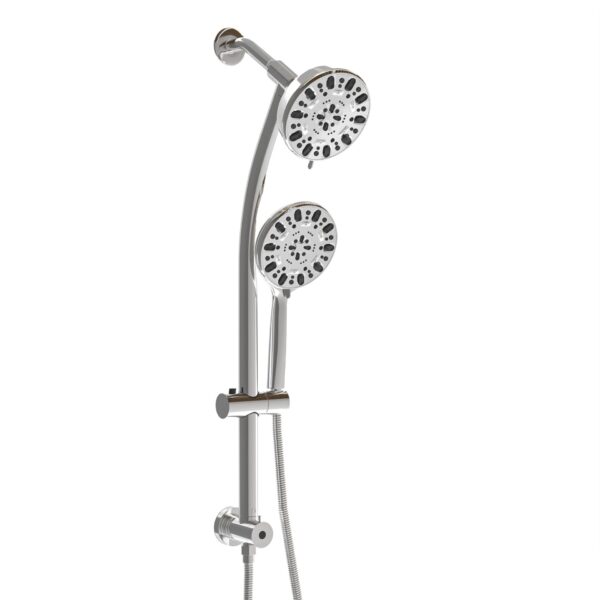 Multi Function Dual Shower Head System With 4.7" Rain Showerhead And Adjustable Slide Bar - Chrome