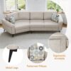 Upholstered 3 Seater Curved Sofa With Printed Pillows Chenille - Beige - Image 6