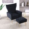 Modern Accent Chair With Ottoman, Comfy Armchair For Living Room, Bedroom, Apartment, Office - Black - Image 5