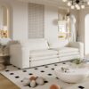 King Size Sleeper Sofa Bed, Pull Out Sofa Bed, 3 In 1 Convertible Sleeper Sofa, 3 Seat Couch With 2 Lumbar Pillows For Living Room - Beige - Image 5