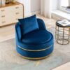 360 Degree Swivel Accent Chair With Seat Cushion, Over Sized Upholstered Barrel Chair - Blue - Image 23