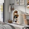 Arched Small Bookcase, Storage Cabinet, Bookshelf With 3 Shelves For Living Room - Oak / White - Image 19