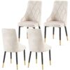 Dining Chairs Living Room Chair Modern Kitchen Armless Side Chair (Set of 4) - Beige - Image 2