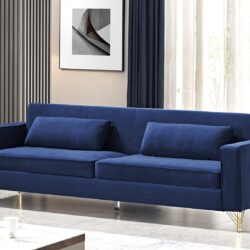 Aesthetic Sofas For Living Room, 3 Seater Couch With Classic Modern Appeal And Luxurious Soft Comfort, Easy To Maintain - Blue