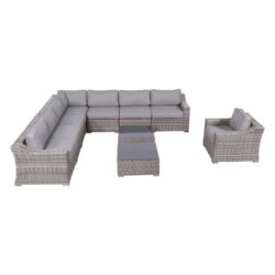 7 Person Patio Seating Group With Cushions - Gray