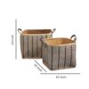 Square Palm Leaf Woven Wicker Storage Basket With Handles (Set of 2) - Back / Brown - Image 3