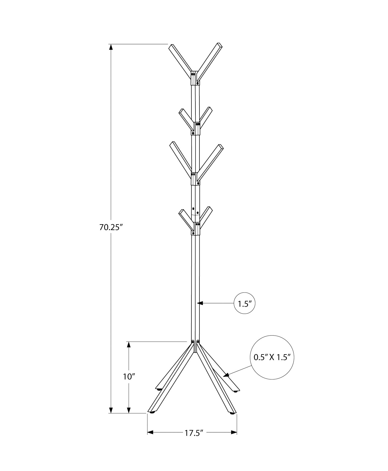 Coat Rack, Hall Tree, Free Standing, 8 Hooks, Entryway, Contemporary & Modern - Silver - Image 4