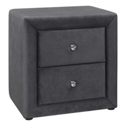 Nightstand, Storage Drawer, Upholstered, Elegant Design - Gray