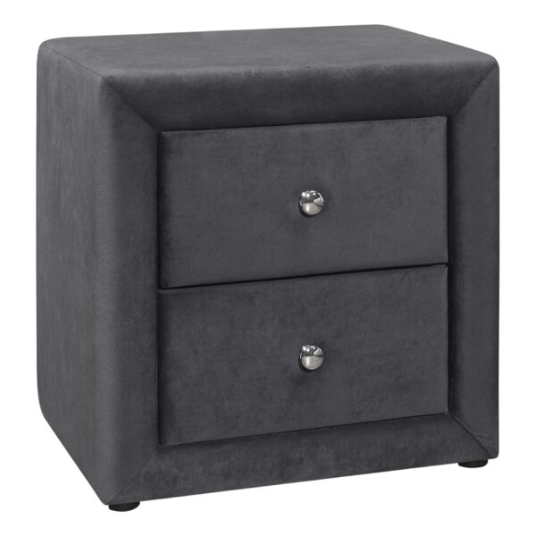 Nightstand, Storage Drawer, Upholstered, Elegant Design - Gray