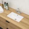 Undermount Rectangular Bathroom Sink & Overflow - White - Image 4