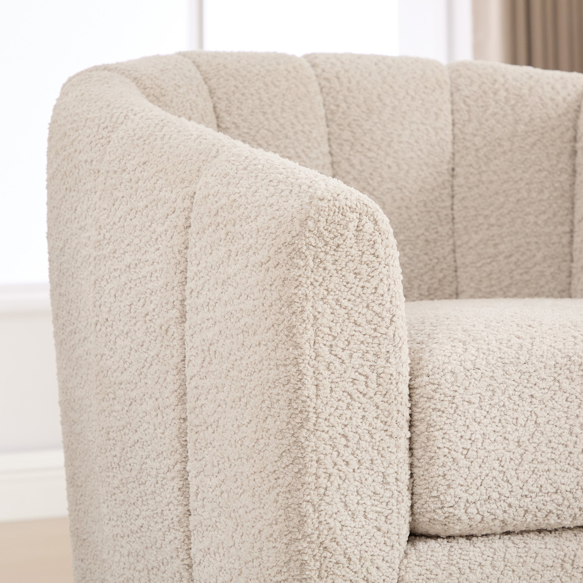 360° Swivel Pumpkin Shape Club Armchair - Wheat - Image 12