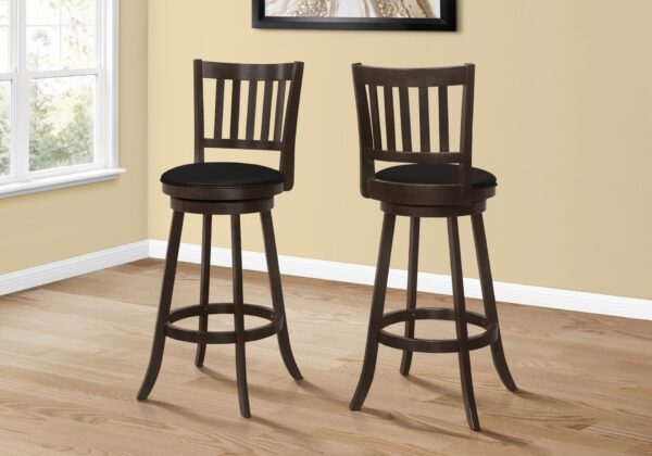 Swivel Stool Bar Height, Transitional Comfortable Seating (Set of 2) - Espresso