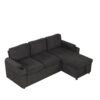 Convertible L Shaped Sofa Couch With Storage, Cup Holders, USB Ports - Black - Image 15