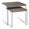 Accent Nesting Table Clear Tempered Glass For Living Room (Set of 2) - Taupe - Image 7