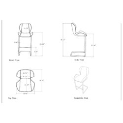 Charlotte - 4 Piece Bar Stool Set With Bucket Seats - Gray