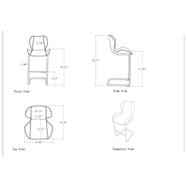 Charlotte - 4 Piece Bar Stools Set With Low Back - Black