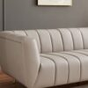 Lamattina - Genuine Italian Leather Channel Tufted Sofa - Beige / Light Gray - Image 10