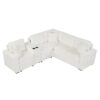 Modular L Shaped Convertible Sofa Bed With Pull Out Bed, Cup Holders & Storage - White - Image 14