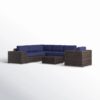 5 Person Outdoor Sectional Sofa Set With Frame And Glass Table - Espresso - Image 5