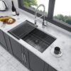 32" Undermount Kitchen Sink 16 Gauge 10" Deep Single Bowl - Gunmetal Black - Image 4