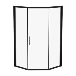 Diamond Shaped Corner Shower Door, Inward Sliding, Stainless Steel Frame - Matte Black