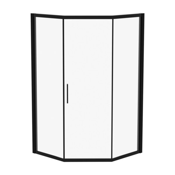 Diamond Shaped Corner Shower Door, Inward Sliding, Stainless Steel Frame - Matte Black