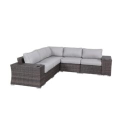 Oasis - Outdoor 7 Piece Rattan Sectional Seating Group With Cushions - Brown