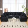 Modular U Shaped Sectional Sofa, 6 Seater Chaise Lounge With Reversible Design, Customizable Living Room - Black - Image 4