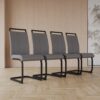 Modern Dining Chairs With High Back Upholstery, C Shaped Tube Design Metal Legs (Set of 2) - Gray - Image 9