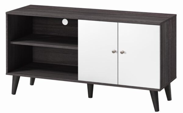 Amidon - TV Stand For Tvs Up To 47.3", With 2 Storage Shelves & 1 Cabinet, Modern Entertainment Centre For TV In Living Room - Dark Gray / White