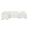 Modular L Shaped Convertible Sofa Bed With Pull Out Bed, Cup Holders & Storage - White - Image 11