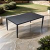 Outdoor Patio Rectangle Dining Table With Tapered Feet & Umbrella Hole - Ember Black - Image 2