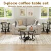 3 Piece Coffee Table Set With Tempered Glass Surface - Black - Image 5