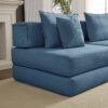 Oversized Upholstered Sectional Sofa Couch Set, Modular L Shaped Floor Sofa Set With 6 Pillows For Living Rooms - Blue - Image 23