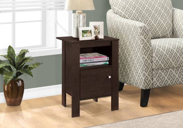 Accent Nightstand Side Table, Storage, Transitional - Espresso